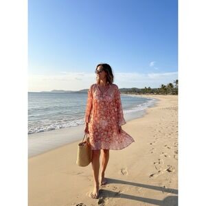 Coral Medium Sheer Cover Up Boho Coastal Mermaid Core 0208